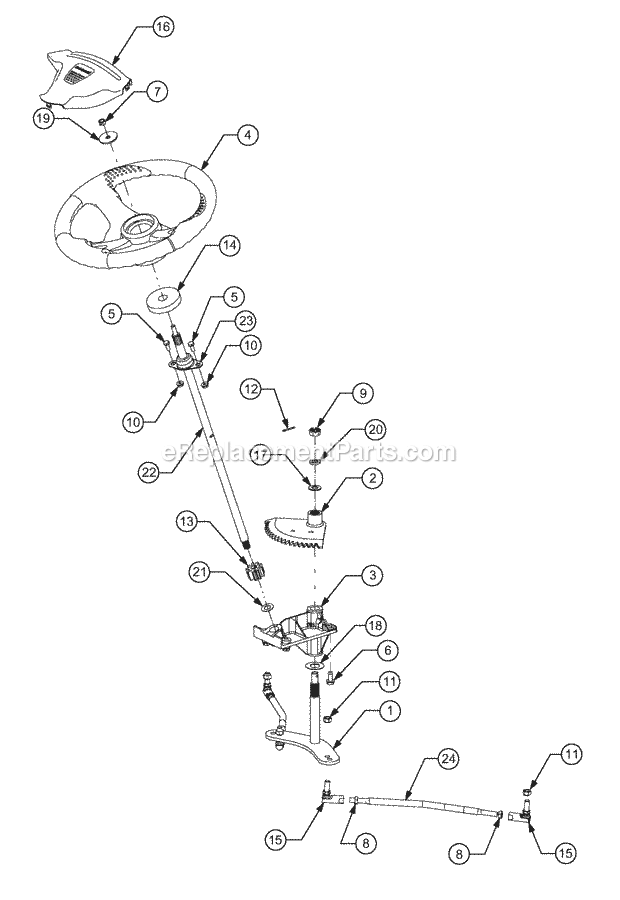 Steering Diagram and Parts List for GT2523-54 13A-2A8K710 Cub Cadet Lawn Tractor